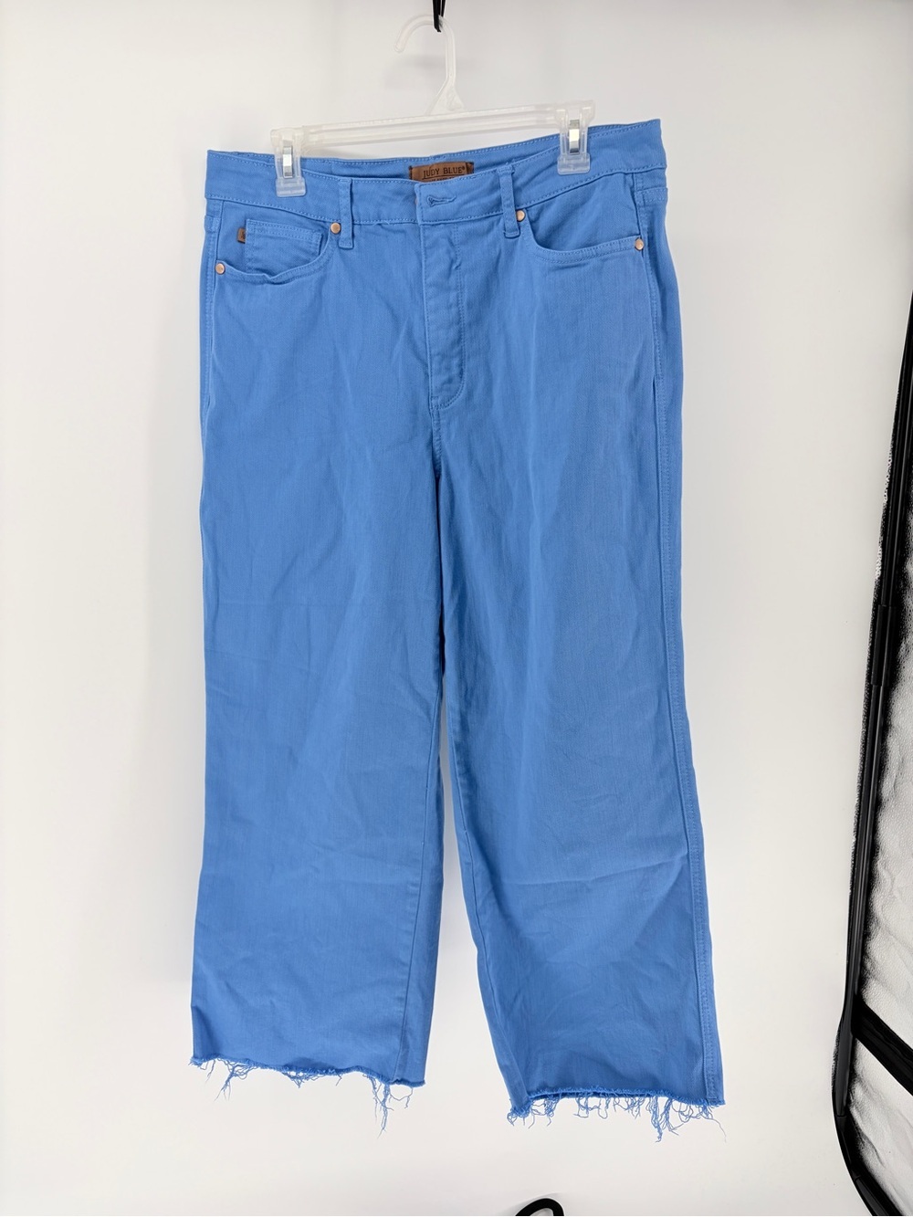 Judy Blue Garment Dyed Wide Leg Cropped Raw Hem Pants/Jeans Blue Sz 15